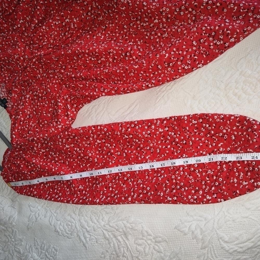 Wild Fable Red Floral Long Sleeves Tie-Front Muse Dress size M - Picture 8 of 8